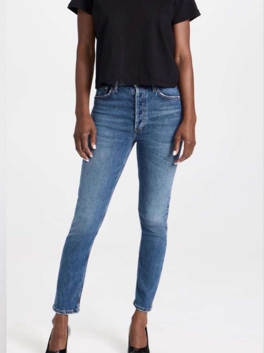Agolde Nico High Rise Slim Jeans size 28 in Betray Medium Blue Wash $208